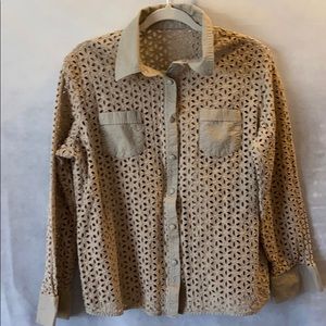 Floral Eyelet Cut Button-Up Shirt